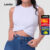 Lovito Regata Feminina Cropped com torção Frente LB165BRL194