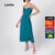 Lovito Vestido Decote Coração Alças Finas Midi com Fenda Feminino LB135BRL164