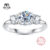 ✨ AnuClub Anel Prata 925 | Moissanita 6.5mm+4mm | Banho Ouro 2.8g Presente Casamento/Aniversário Frete Grátis