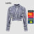 Lovito Camisa Listrada Cropped Manga Longa Feminina LBL12270