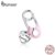 Bamoer Real S925 Esmalte Cor-De-Rosa Família Coração Encanta Contas Para Pulseira Diy Jewelry