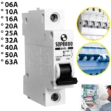 Disjuntor Unipolar Monofásico De 06A – 63A Chave Liga Desliga Quadro Energia Segurança SOPRANO