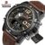 Naviforce 9095 Relógios De Moda Analógicos De Dupla Exibição De Quartzo À Prova D’água Masculinos De Couro