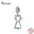 Bamoer Gato Gatinho Charme Pingente De Prata Esterlina 925 Limpar Cz Watting Pet Encantos Fit Para Cobra De Prata Pulseira 3mm Scc1162