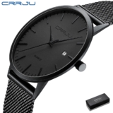 CRRJU Moda Mens Relógios Ultra Fino Quartz Casual À Prova D’água 2172