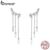 Bamoer Genuine 925 Sterling Silver Cadeia Longa Estrela Dazzling Cz Brincos Para As Mulheres Brincos Da Moda Jóias De Prata Sce399