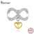 Bamoer 925 Real Silver Infinito Amor Com Coração Charme Para As Mulheres Jóias Fazendo Fit Pulseira Acessórios SCC1300