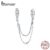 BAMOER  Simple Safety Chain Pendant Authentic 925 Sterling Silver & Plated Platinum