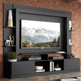 Rack Estante com Painel e Suporte TV 65″ e 2 portas Oslo Multimóveis Preto