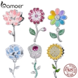 Bamoer 925 Flores De Prata Série De Rosas/Pingente De Moda Lotus Para Acessórios