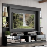 Rack Estante com Painel TV 65″ e Espelho Oslo Multimóveis Preto/Branco