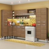 Cozinha Completa de Canto Reto Madesa Emilly Love com Armário e Balcão 13 Portas 1 Gaveta – Rustic