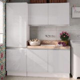 Kit Área De Serviço Madesa Acordes 100% MDF com Armário e Balcão – Portas Branco Brilho