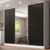 Guarda Roupa Casal 100% MDF Madesa Royale 3 Portas de Correr com Espelho – Branco/Preto