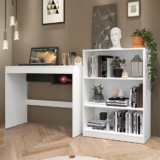 Escrivaninha Madesa Rubi + Estante Livreiro 6907 – Branco