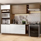 Cozinha Completa Madesa Stella 290002 com Armário e Balcão – Rustic/Branco/Rustic