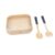Kit bowl de bambu e utensílios para salada 3 pç preto -Oikos