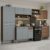 Armário de Cozinha Completa Madesa Emilly 293001 com Balcão e Paneleiro – Rustic/Cinza