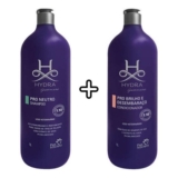1 Shampoo Hydra  Neutro 1L+ 1 Condicionador Brilho e Desembaraço Hydra 1L Cães e Gatos Pet Society