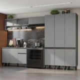 Armário de Cozinha Completa 320cm Cinza Nice Madesa 03