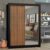 Guarda-Roupa Solteiro Madesa Denver 2 Portas de Correr com Espelho – Preto/Rustic