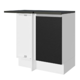Balcão Armário de Cozinha de Canto 100% MDF 1 Porta Branco/Preto Acordes Madesa