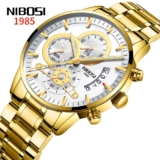 NIBOSI Relógio De Pulso De Quartzo Masculino De Ouro À Prova D ‘Água Luminoso Com Data
