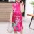 Vestido Qipao Para Meninas De Flor Giratório De Furo Único Colarinho Pequeno Cheongsam