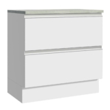 Balcão Armário de Cozinha 80 cm 2 Gavetas Branco Glamy Madesa