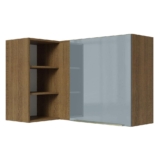 Armário Aéreo de Canto com Adega Acoplada Madesa Lux 1 Porta – Rustic/Cinza
