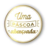 Adesivo “Uma Páscoa abençoada” – Ref.2143 – Hot Stamping – Dourado – 50 unidades – Stickr – Rizzo