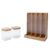 Kit com 2 potes de vidro com tampa de bambu 800ml e porta cápsulas de bambu – Oikos