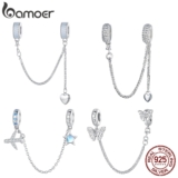 Bamoer Aviões De Prata Esterlina 925/Borboleta/Corrente De Segurança Coração Para Pulseiras Jóias Da Moda