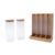 Kit com 2 potes de vidro com tampa de bambu 800ml e porta cápsulas de bambu – Oikos