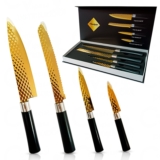 Kit Jogo De Facas Deluxe Gourmet De 4 Peças Aço Inox Alto Brilho Resistente Elegance Alta Qualidade