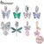 Bamoer Silver 925 Pingente Colorido Butterfly E Dragonfly Funny DIY Gifts Acessórios De Moda Com Pulseira