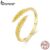 BAMOER 925 Sterling Silver Tree Leaf Folha De Prata Com Anel De Ouro Presentes De Moda Para Mulheres BSR485