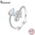 BAMOER 925 Sterling Silver Lucky Hand Open Ring Tamanho Ajustável Jóias De Moda Presentes Para Mulheres