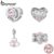 Bamoer 925 Sterling Silver Charms E Pingente Pink Heart-shape DIY Para Presente