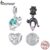 Bamoer 925 Sterling Silver Cat & Lizard Heart Bead Fashion Accessory Pingente De Moda