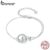 BAMOER 925 Sterling Silver Double Link Bracelete De Prata Duplo Presentes De Moda Jóias Para Mulheres