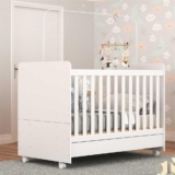 Berço Americano 3 em 1 com Colchão Incluso e Rodízios Bambino Multimóveis Branco 3 ANOS de Garantia