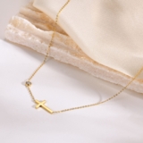 Vnox Zirconia Colar De Zircônia Cruz Cúbica Para Mulheres , Ouro 18K Jóias De Fé De Oração Em Aço Inoxidável