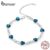 Pulseira Bamoer 925 Prata Brilhante Azul Coração Zircônio Jóias SCB163