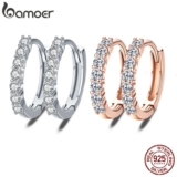 Brincos Argola De Bamoer De Cristal 100 % De Prata Esterlina 925 SCE351