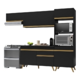 Cozinha Compacta 4 pç c/ Armário e Balcão MP3690 Veneza GB Preta