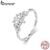 BAMOER 925 Sterling Silver Lotus Flower Ring Jóias De Moda Para Mulheres