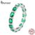 Bamoer 925 Silver Full-Inlay Green Spinel Ring Para Presentes De Moda Feminina