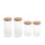 Kit 4 potes vidro herméticos para mantimentos canelado com tampa de bambu – Oikos