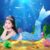 Cauda de sereia infantil maiô de verão para meninas